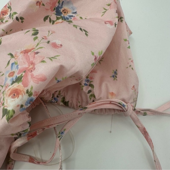 House of CB GRACIE PINK FLORAL PUFF SLEEVE CORSET TOP Size Large New with Tag - Picture 10 of 16